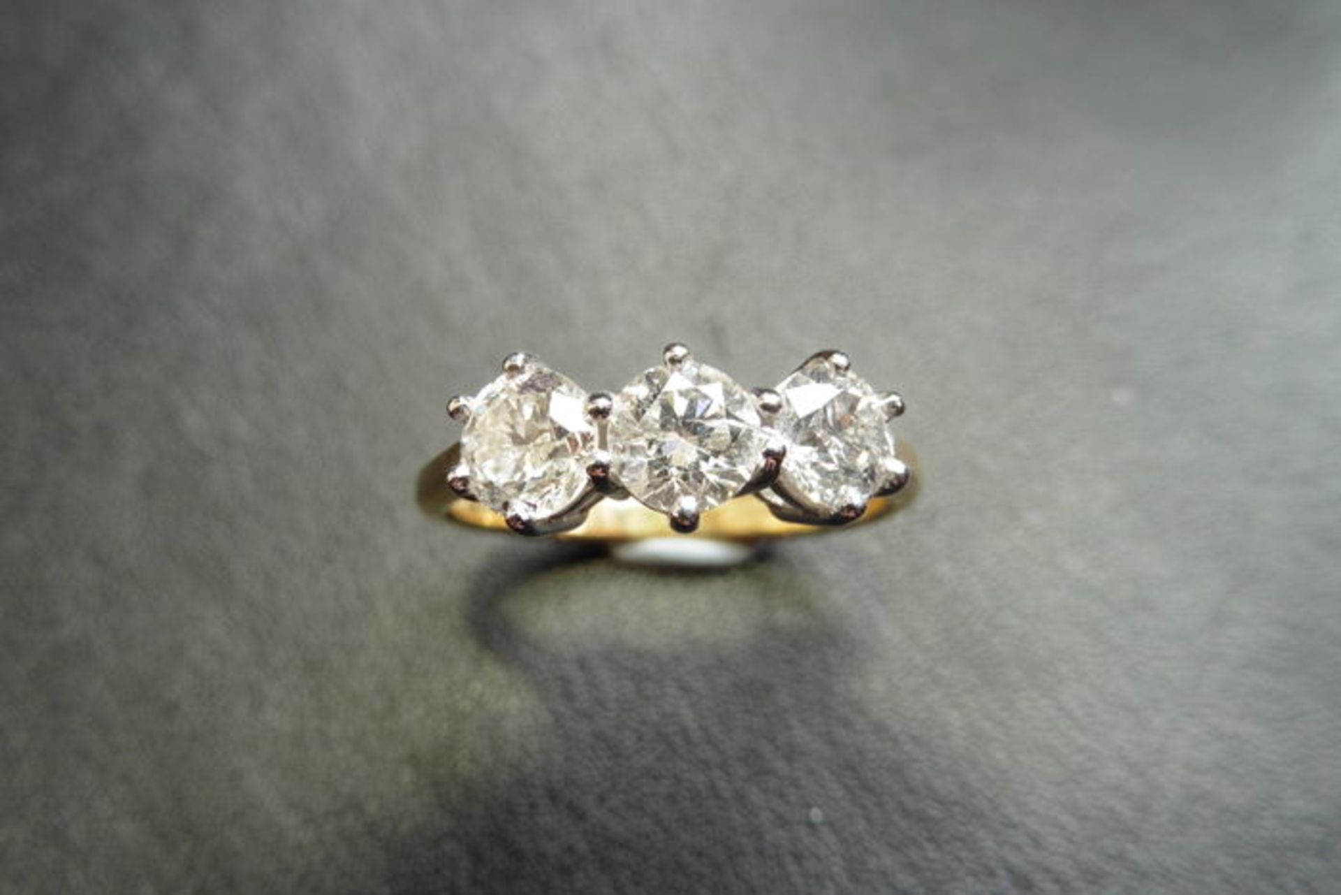 3.00ct diamond trilogy ring. 3 brilliant cut diamonds ( enhanced stones ) J colour, P1 clarity.
