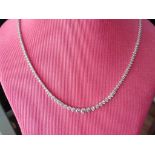 15ct Diamond tennis style necklace. 3 claw setting. Graduated diamonds, I colour, Si2 clarity