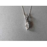 0.50ct diamond solitaire pendant set with a marquise shaped diamond, H colour, VS1 clarity. 2 claw