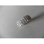 1.33ct Diamond band ring. Set with 3 rows of brilliant cut diamonds, I colour, si1-2 clarity. Claw