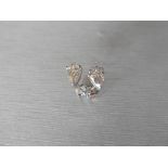 1.40ct Diamond solitaire earrings set with pear shaped diamonds, I colour VS2 clarity. Three claw