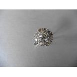 5.20ct diamond flower cluster dress ring. Old cut diamonds, G-I colour and Si-VS clarity. Total