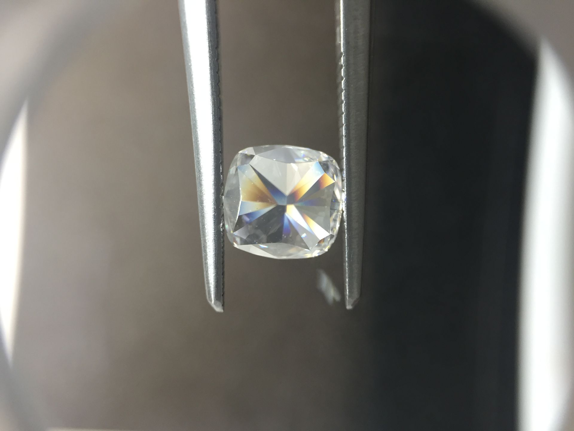 1.20ct cushion cut diamond. D colour, VS2 clarity. 5.78 x 5.52 x 3.67mm. GIA certification _