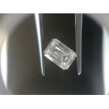 1.50ct emerald cut diamond. F colour, SI2 clarity. 7.67 x 5.41x 3.53mm. GIA certificate _