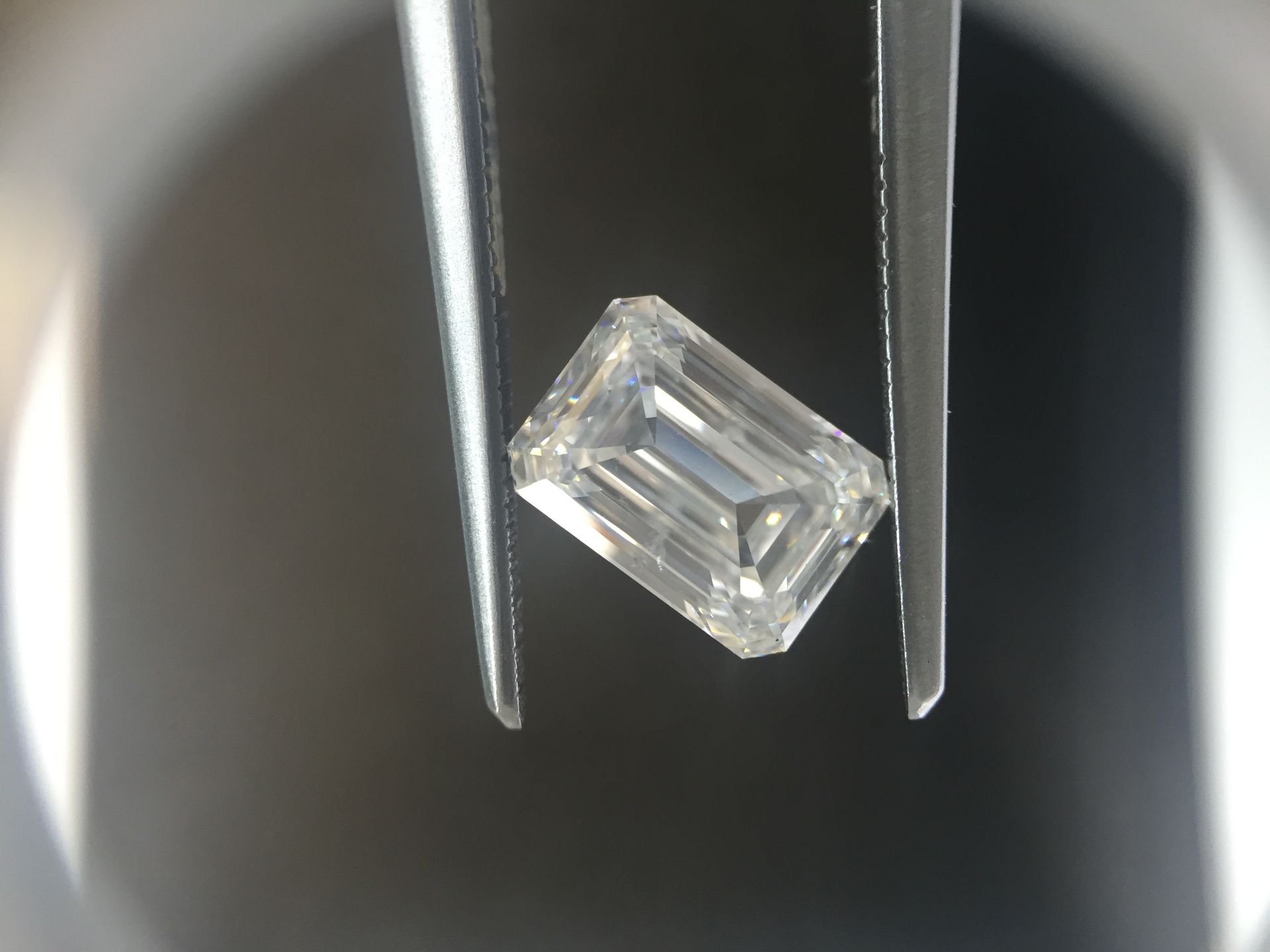 1.50ct emerald cut diamond. F colour, SI2 clarity. 7.67 x 5.41x 3.53mm. GIA certificate _