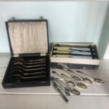 Quantity of antique silver plated cutlery sets, two of the sets are complete with original boxes.