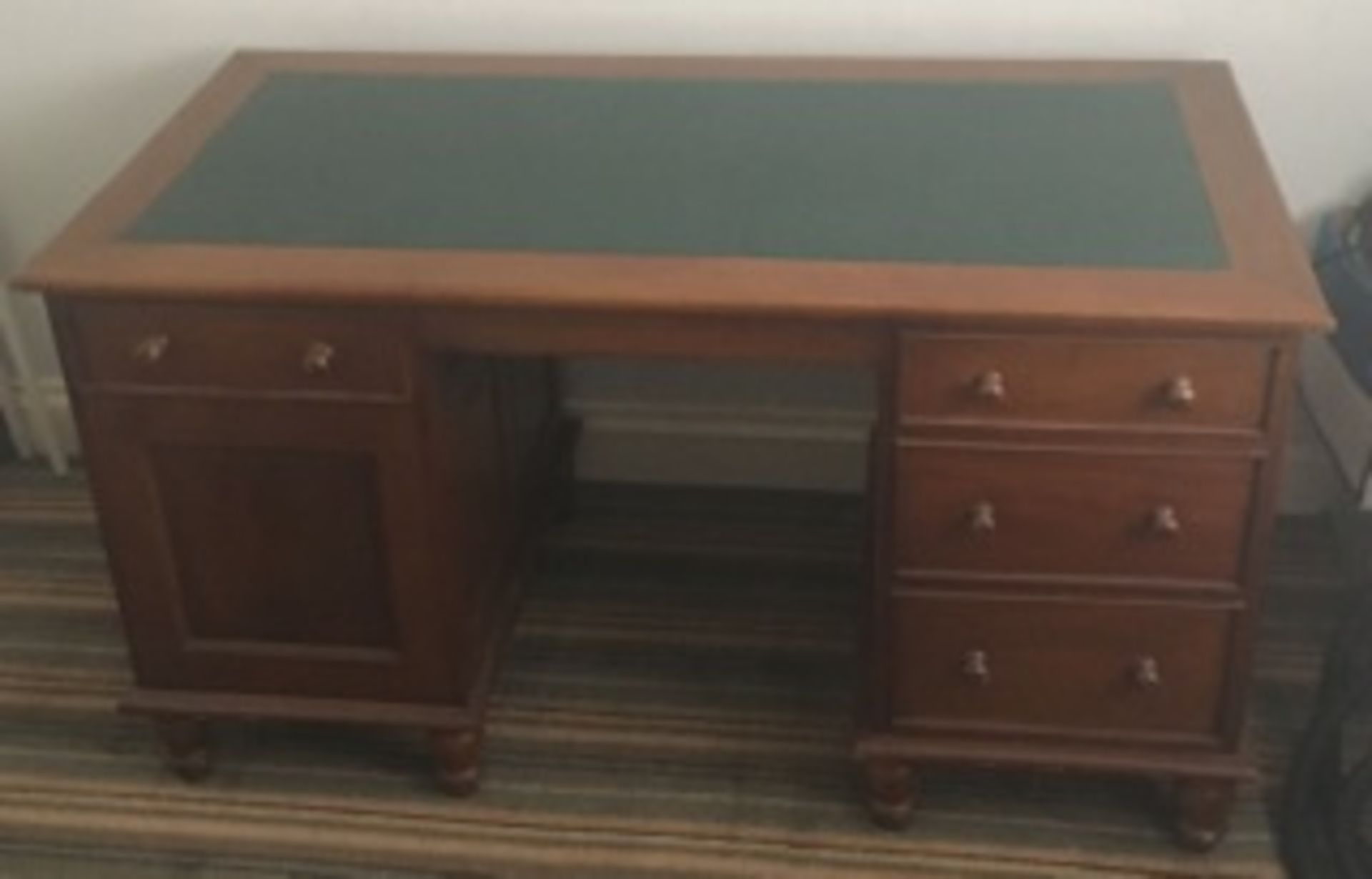 Double sided solid wood office desk with Leather top