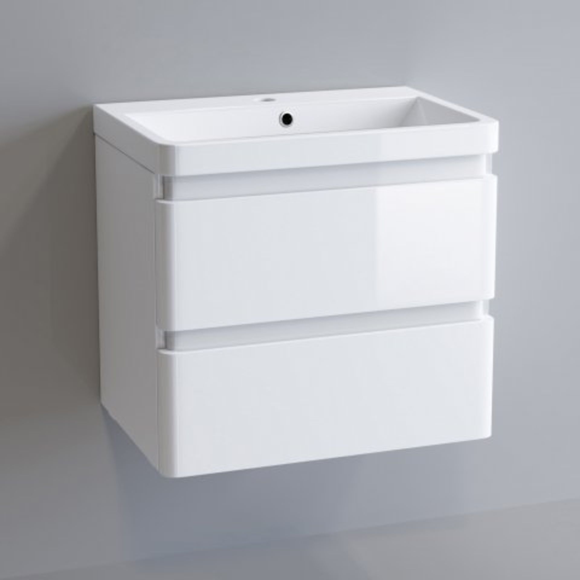 (L75) 600mm Denver II Gloss White Built In Basin Drawer Unit - Wall Hung. RRP £599.99. COMES - Image 4 of 4