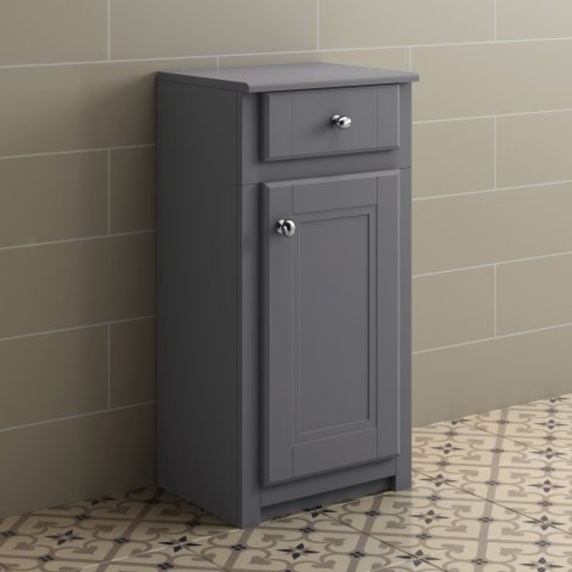 (Z40) 400mm Cambridge Midnight Grey Floorstanding Side Cabinet. RRP £249.99. This exquisite Midnight