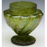 ART NOUVEAU ART GLASS VASE, KRALIK, PALLME KONIG C.1900