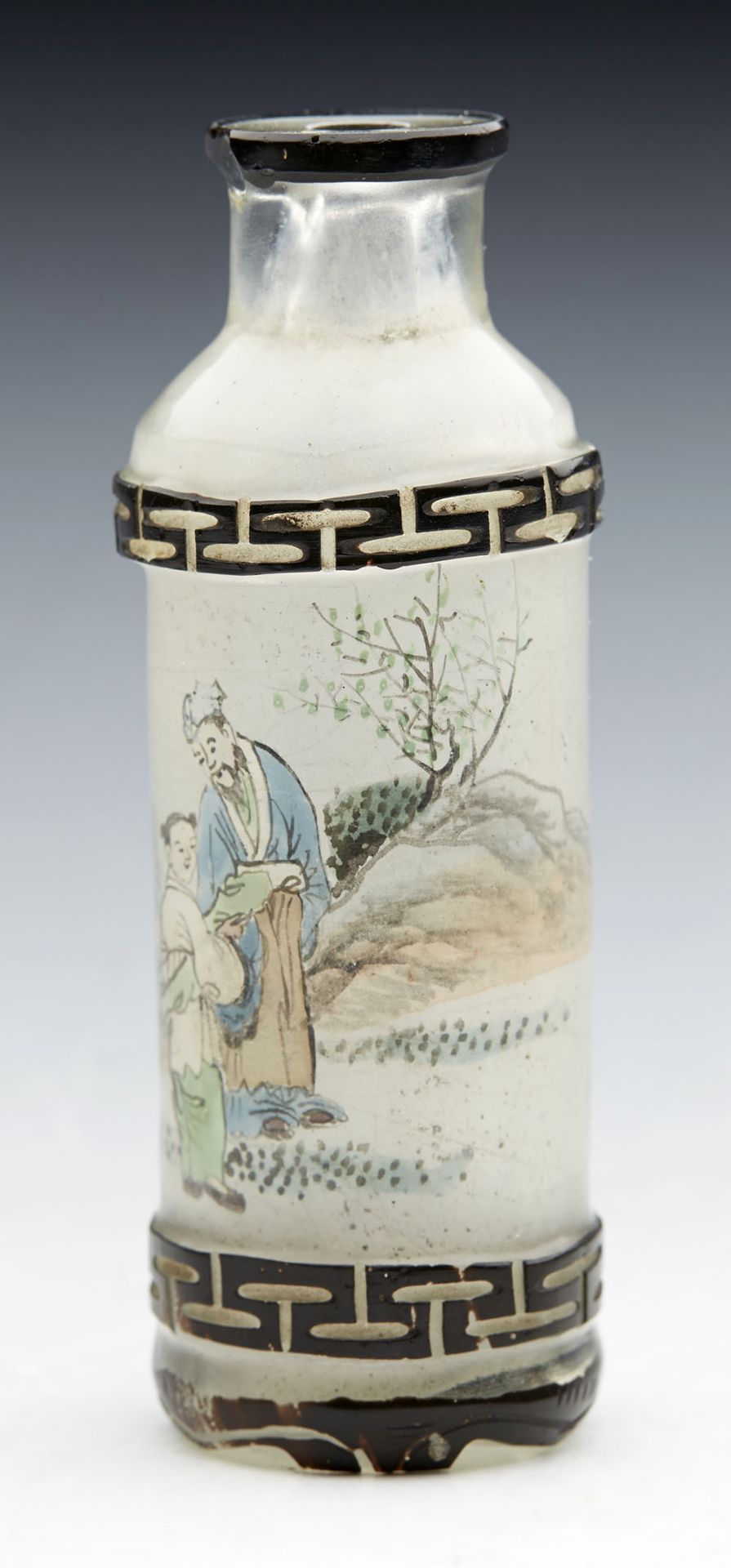 ANTIQUE CHINESE GLASS INSIDE PAINTED SIGNED SNUFF BOTTLE 19TH C.