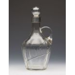 ANTIQUE SILVER MOUNTED WHSIKY FLAGON GLASS DECANTER 1900