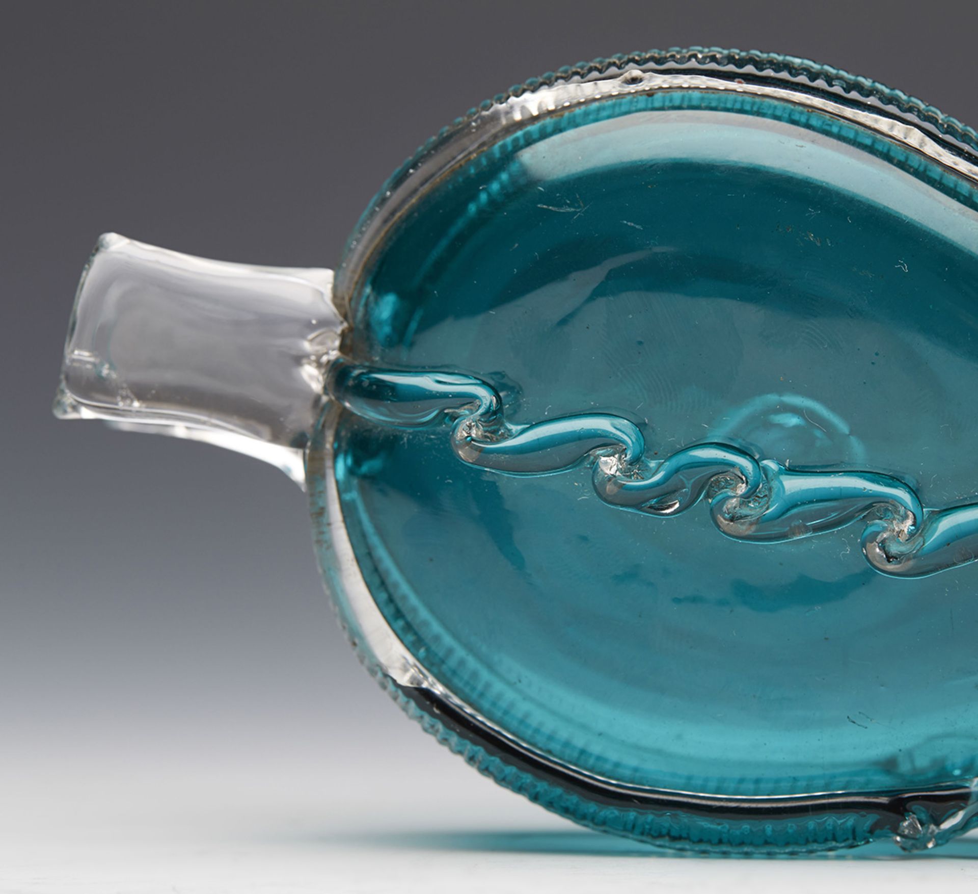 ANTIQUE CERULEAN GLASS NOVELTY BELLOWS 19TH C. - Bild 2 aus 7