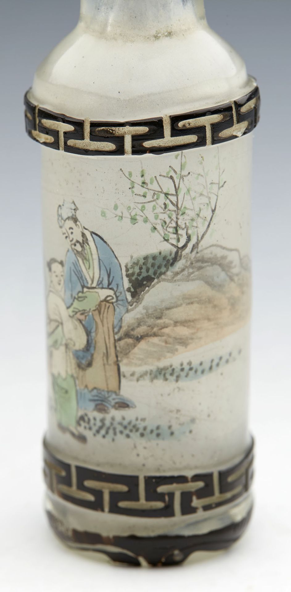 ANTIQUE CHINESE GLASS INSIDE PAINTED SIGNED SNUFF BOTTLE 19TH C. - Image 3 of 9