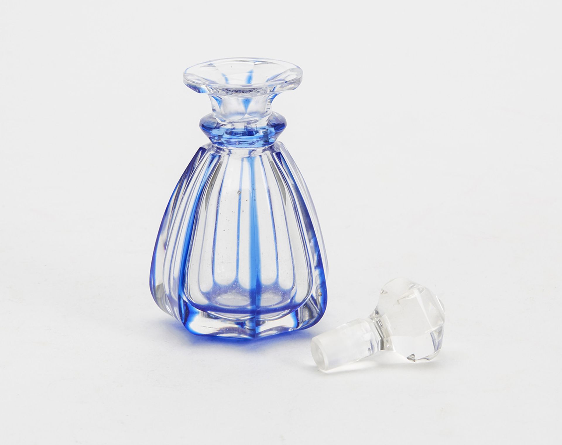 ANTIQUE PAIR BLUE OVERLAY GLASS SCENT BOTTLES c.1900 - Image 2 of 8