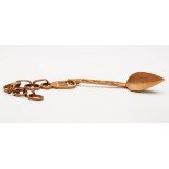 ANTIQUE CARVED WELSH? LOVING SPOON ON CHAIN 19TH C.