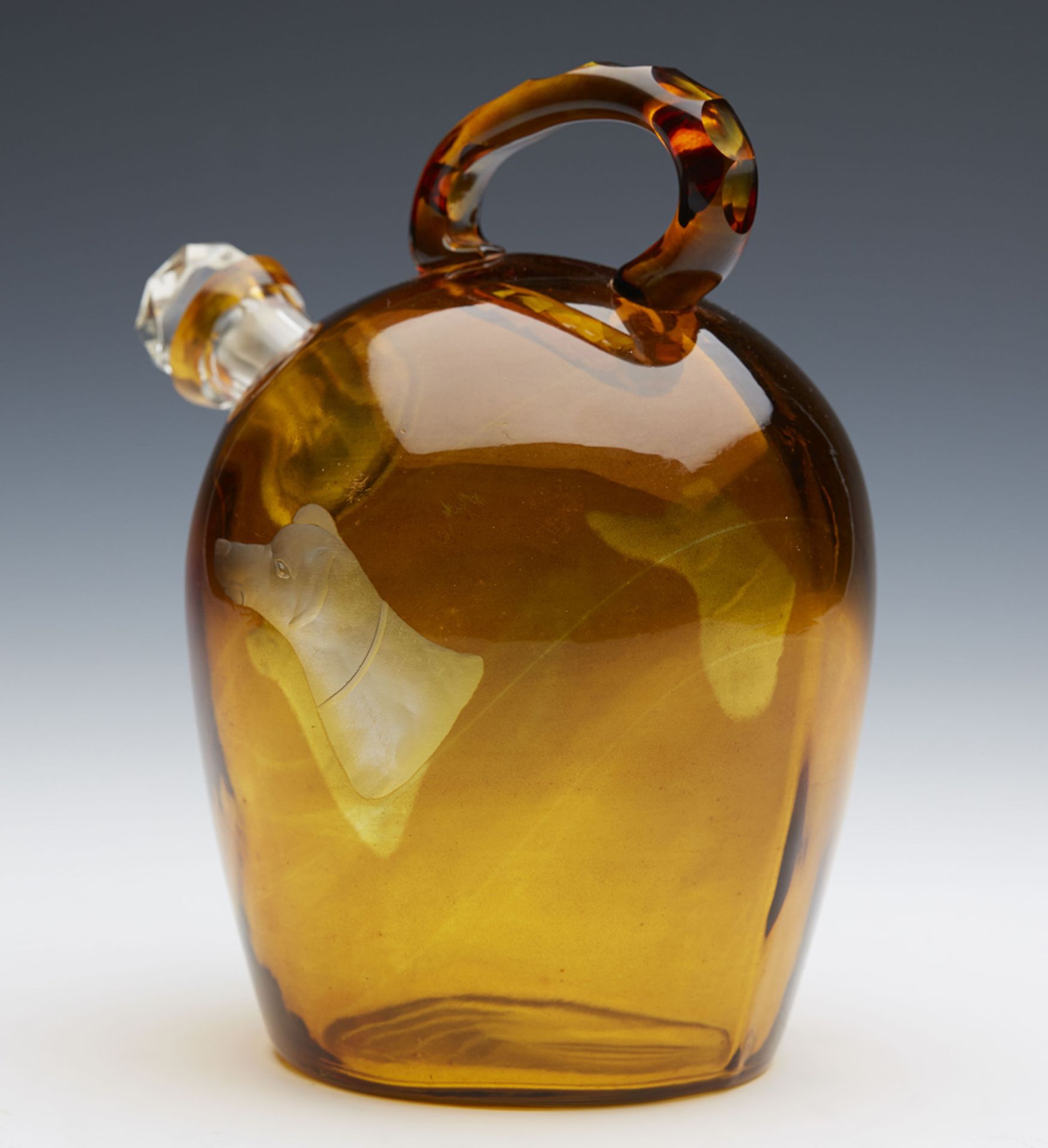 BOHEMIAN ENGRAVED AMBER FLASHED GLASS FLAGON 19/20TH C. - Image 3 of 7