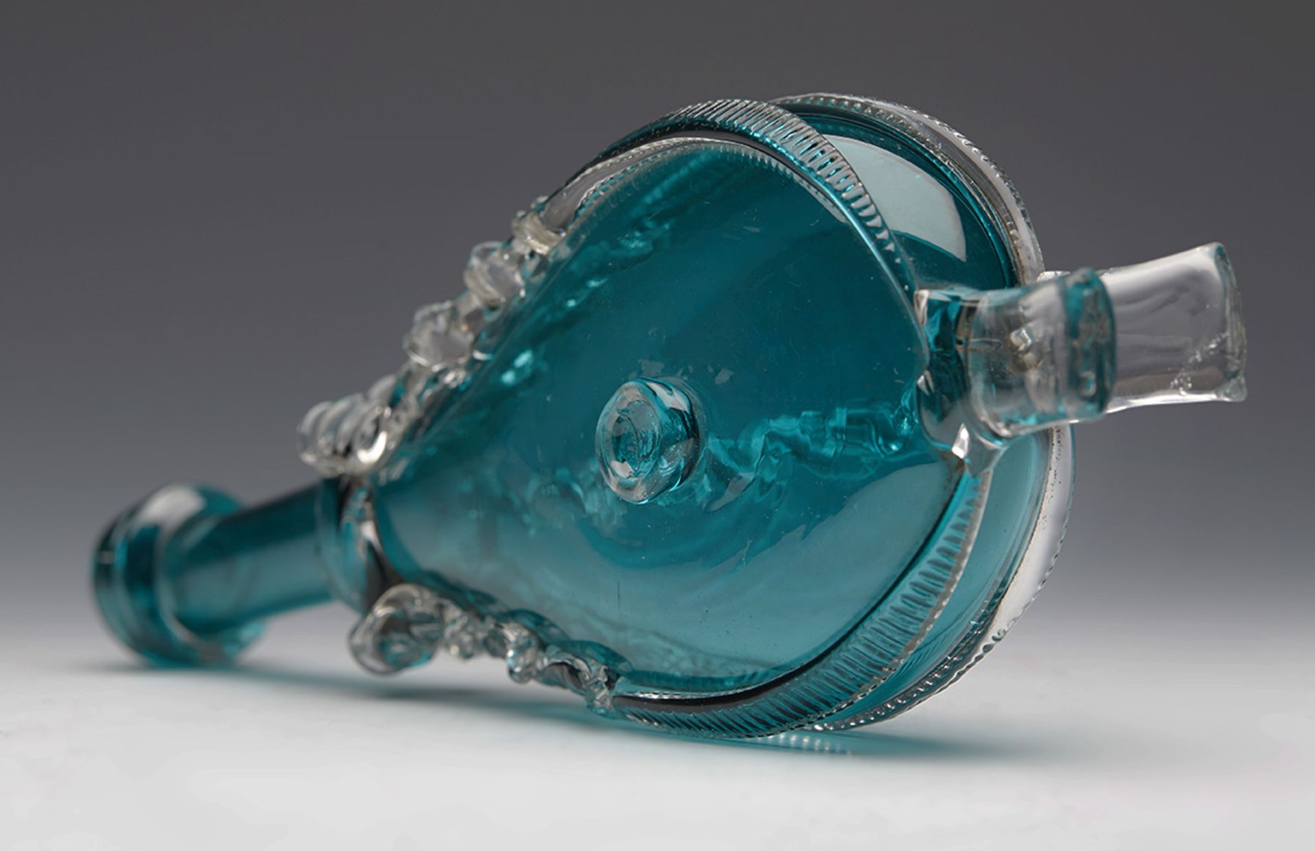 ANTIQUE CERULEAN GLASS NOVELTY BELLOWS 19TH C. - Bild 4 aus 7