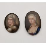 TWO ANTIQUE GERMAN MINIATURE PAINTED PORCELAIN PLAQUES 19TH C.