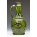 Green Glazed Art Pottery Ewer Probably Belgian C.1890