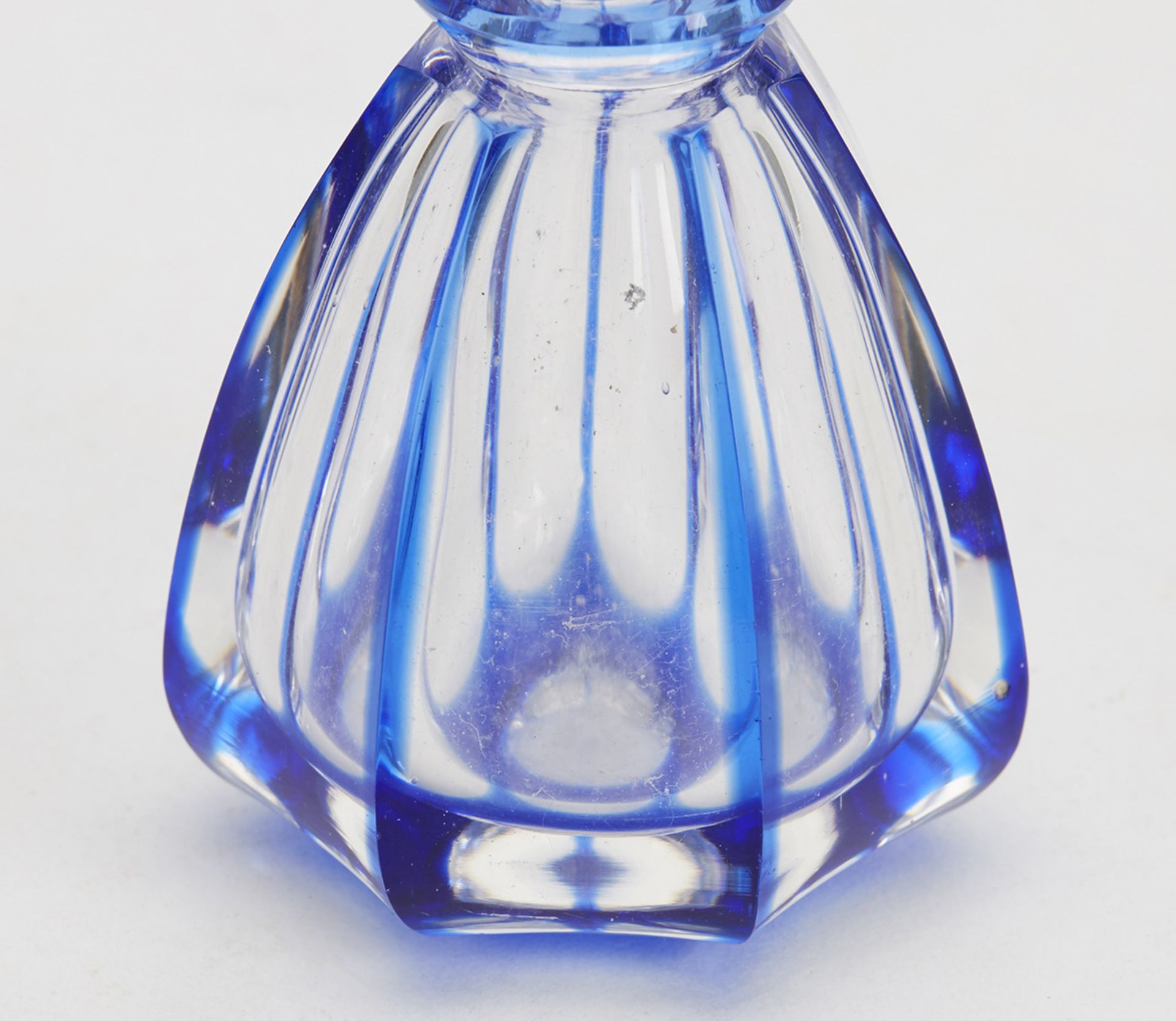 ANTIQUE PAIR BLUE OVERLAY GLASS SCENT BOTTLES c.1900 - Image 5 of 8
