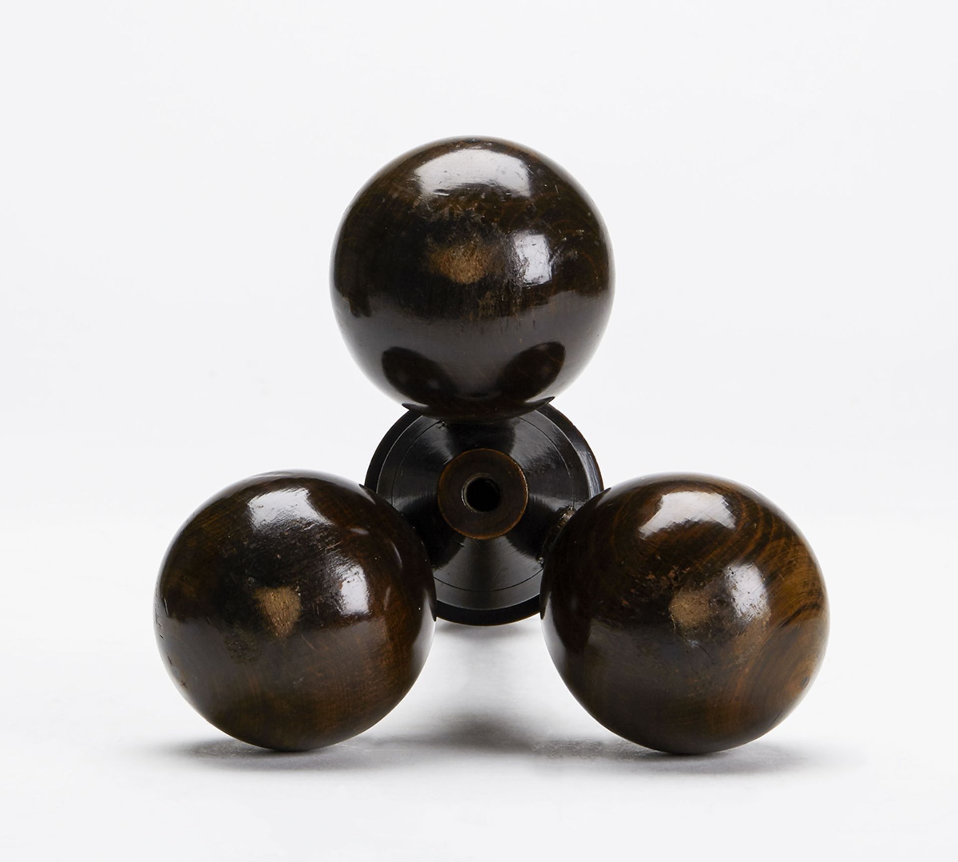 STYLISH ART DECO PAIR WOODEN BALL FEET CANDLESTICKS 20TH C. - Image 7 of 7