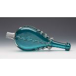 ANTIQUE CERULEAN GLASS NOVELTY BELLOWS 19TH C.