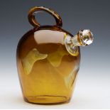 BOHEMIAN ENGRAVED AMBER FLASHED GLASS FLAGON 19/20TH C.