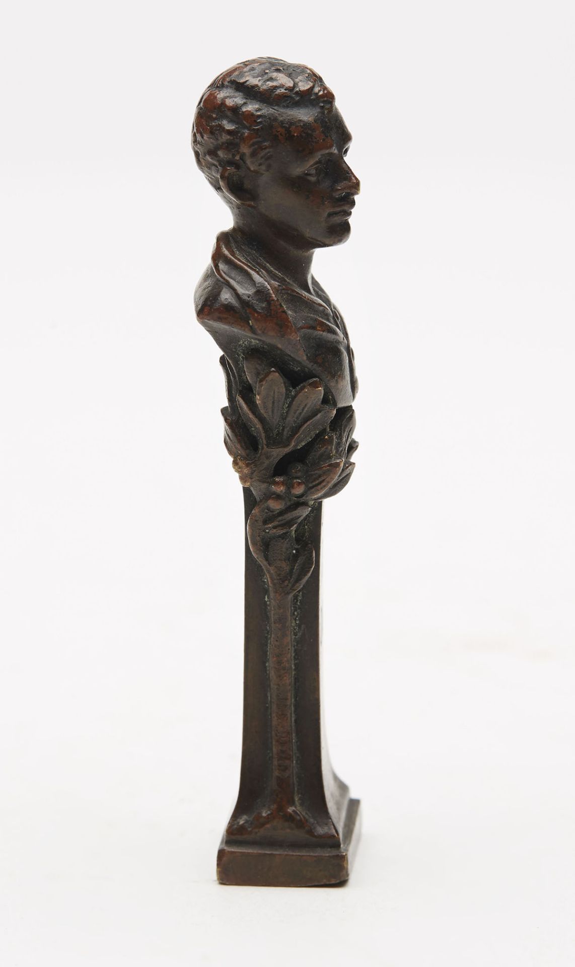 ANTIQUE BRONZE BYRON FIGURAL DESK SEAL 19TH C. - Image 3 of 7