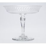 ANTIQUE GARLAND ENGRAVED GLASS TAZZA 19TH C.