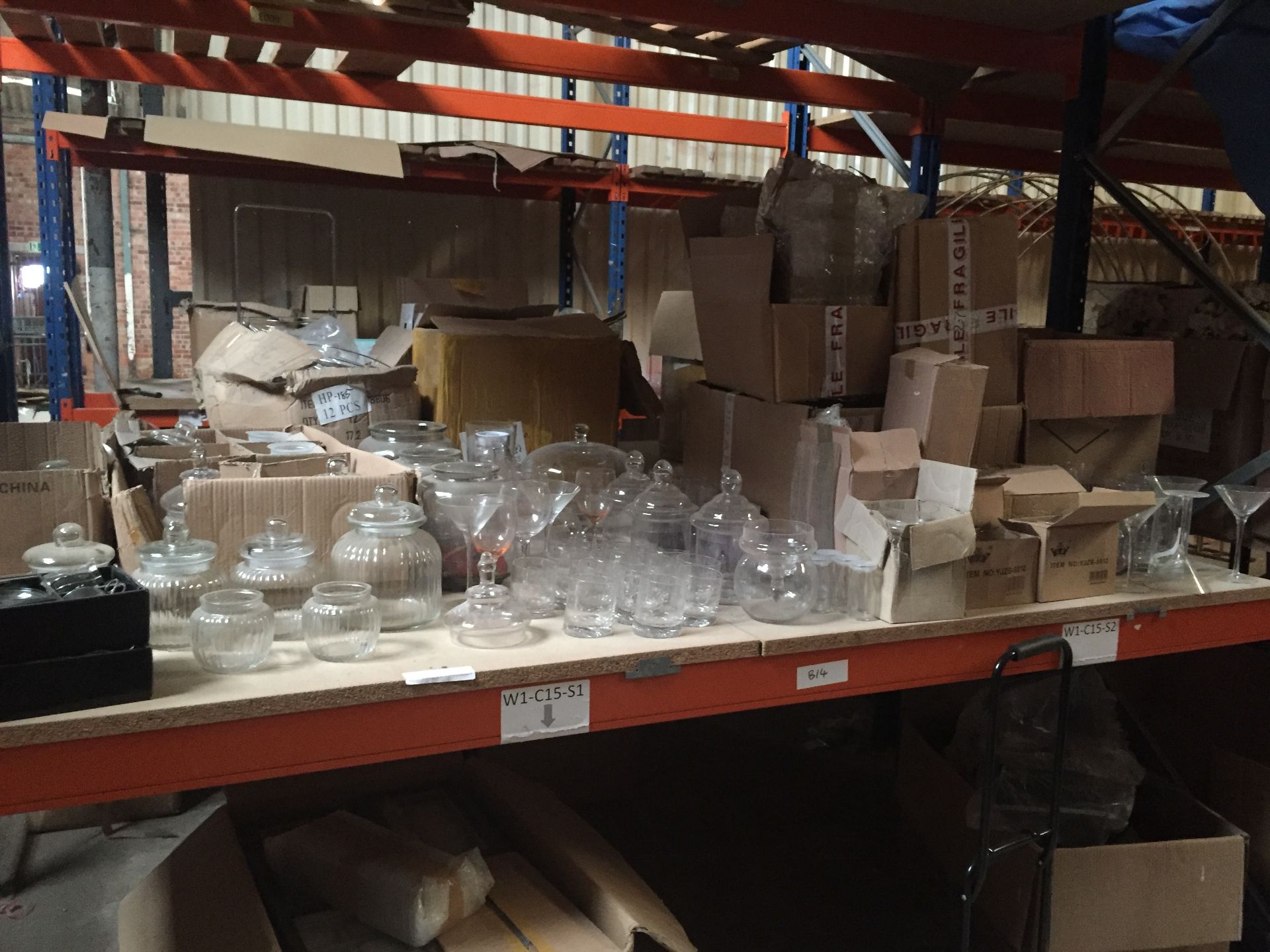 Bay 7. Large Amount Of Mixed Glass Loose. Whisky Glasses, Wine Glasses, Sweet Jars. Over 100