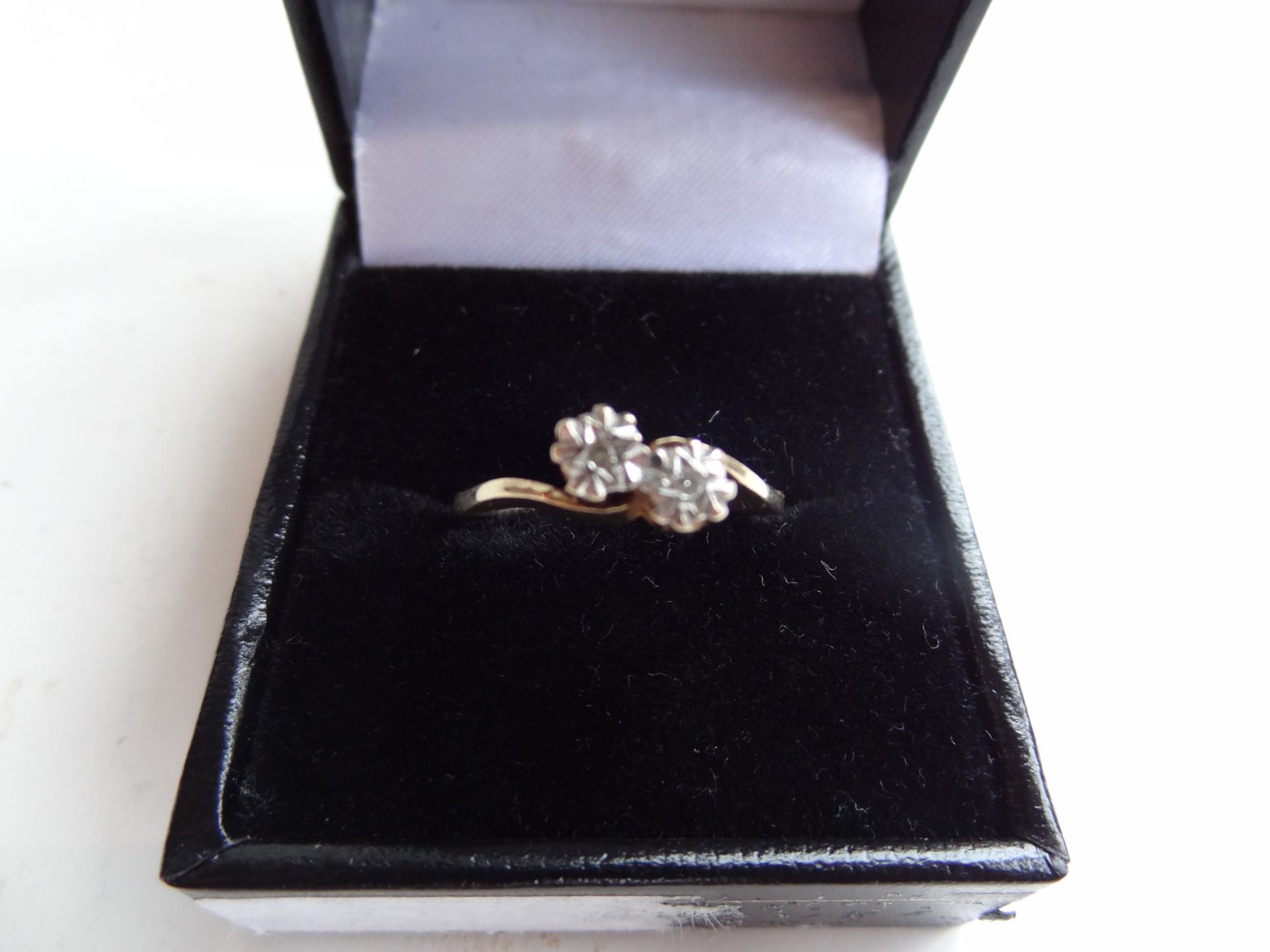 9CT Gold Ring Comprising Two Round Cut Diamond sin a White Gold Illusion Setting - Image 6 of 6
