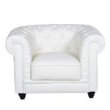 Empoli White Leather Armchair Handmade leather Chesterfield button back armchair in snow white.