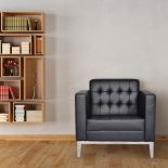 Bologna Modern Leather Armchair In Black