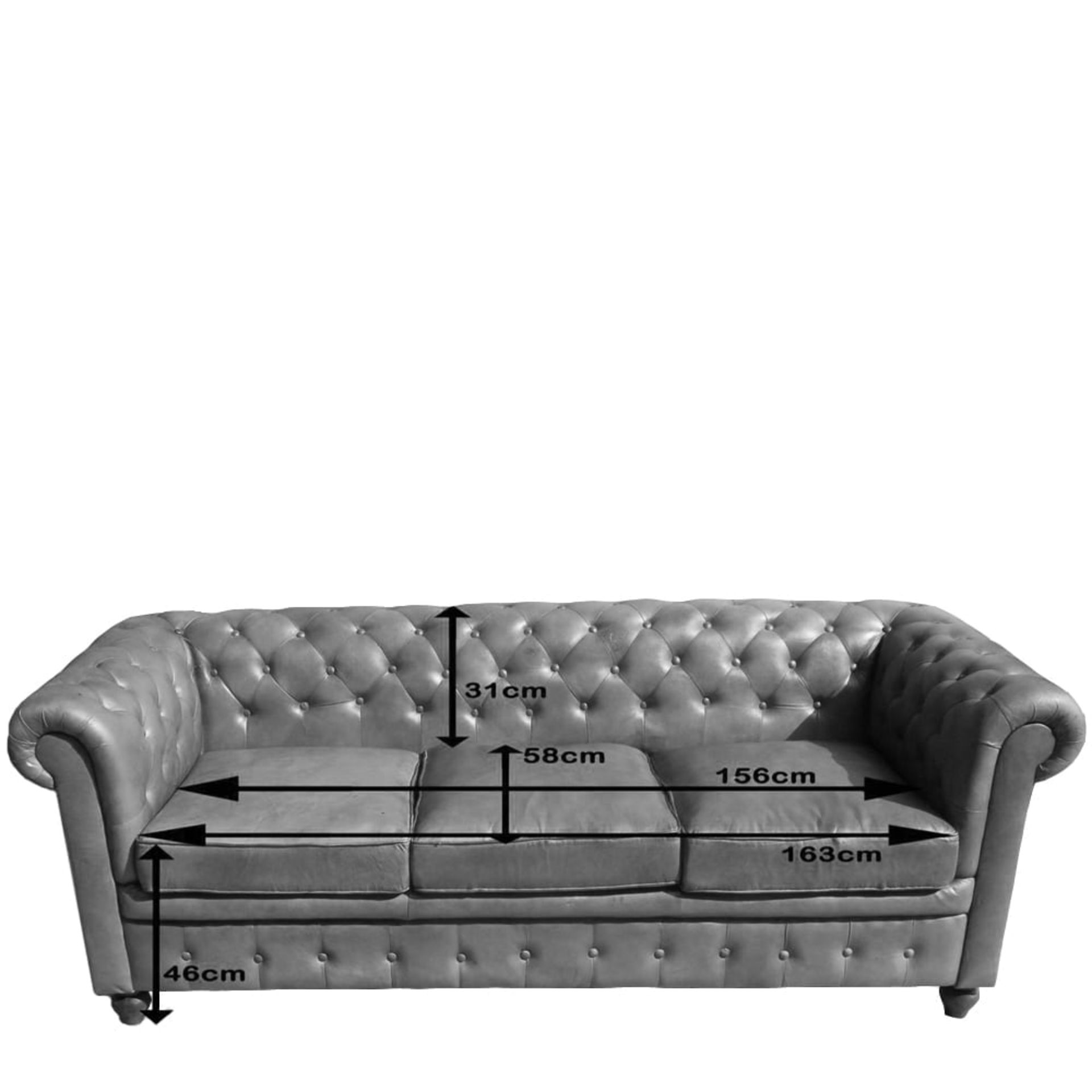 Shoreditch Leather Chesterfield 3-Seater Sofa Handmade - Image 3 of 3