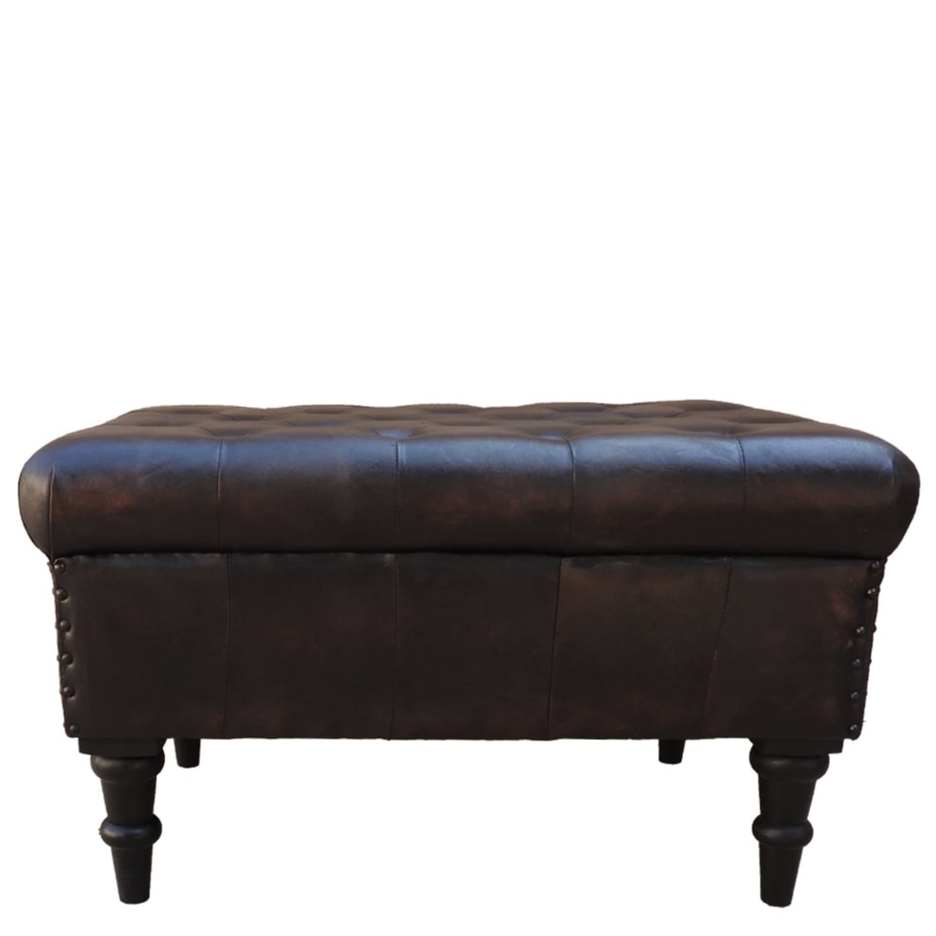 Leather Chesterfield Footstool - Image 2 of 2