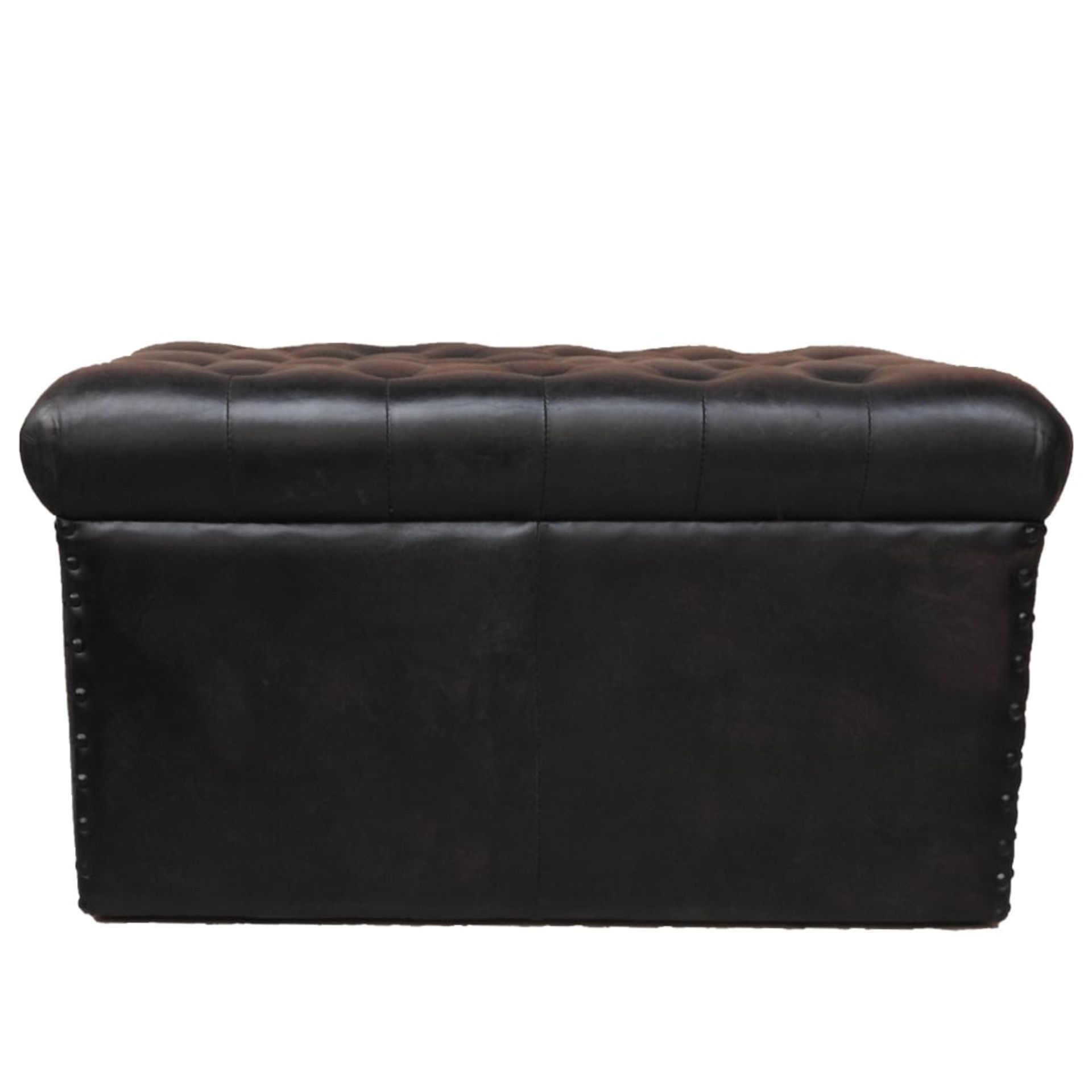 Leather Chesterfield Box Stool Handmade Chesterfield leather in a vintage finish. - Image 2 of 2