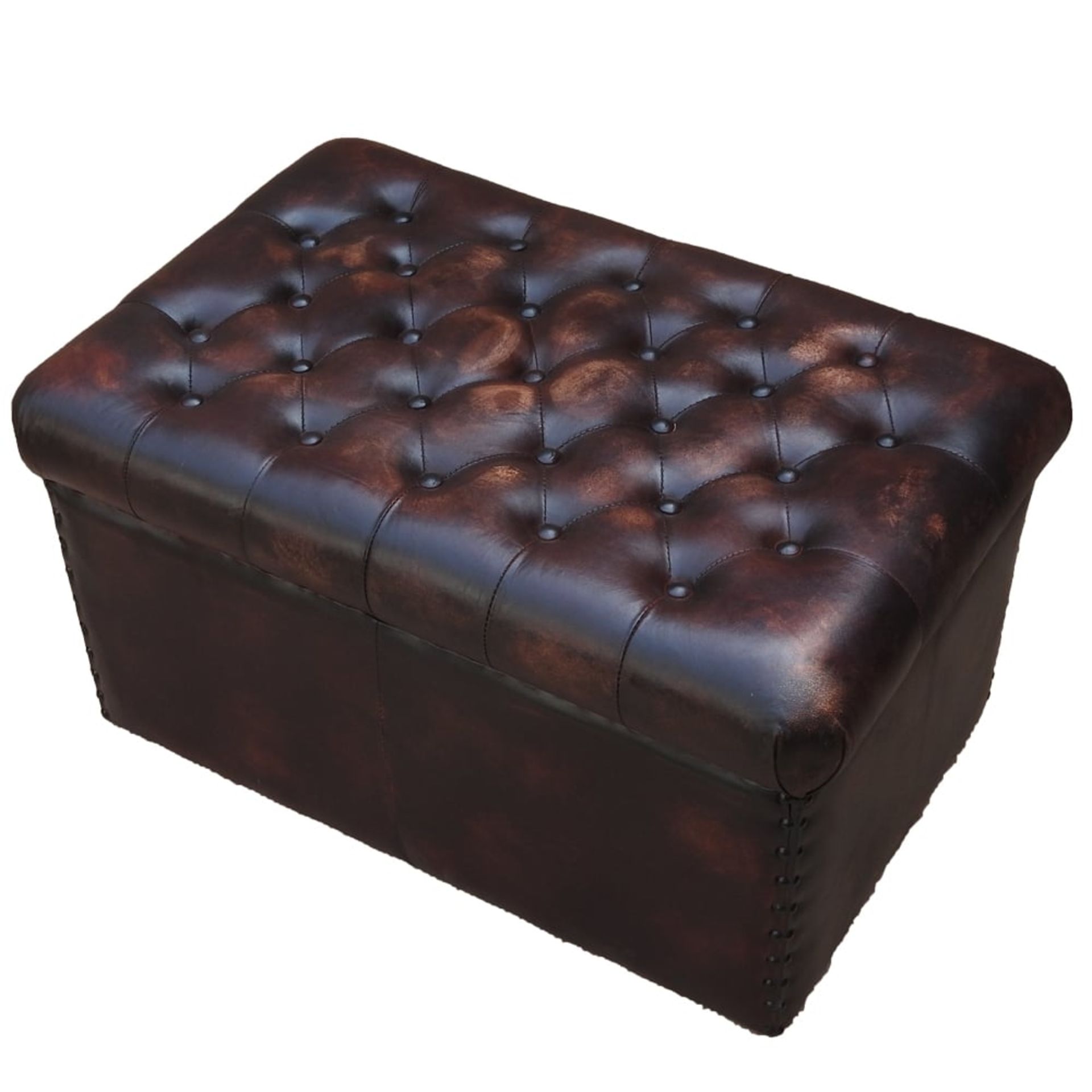 Leather Chesterfield Box Stool Handmade