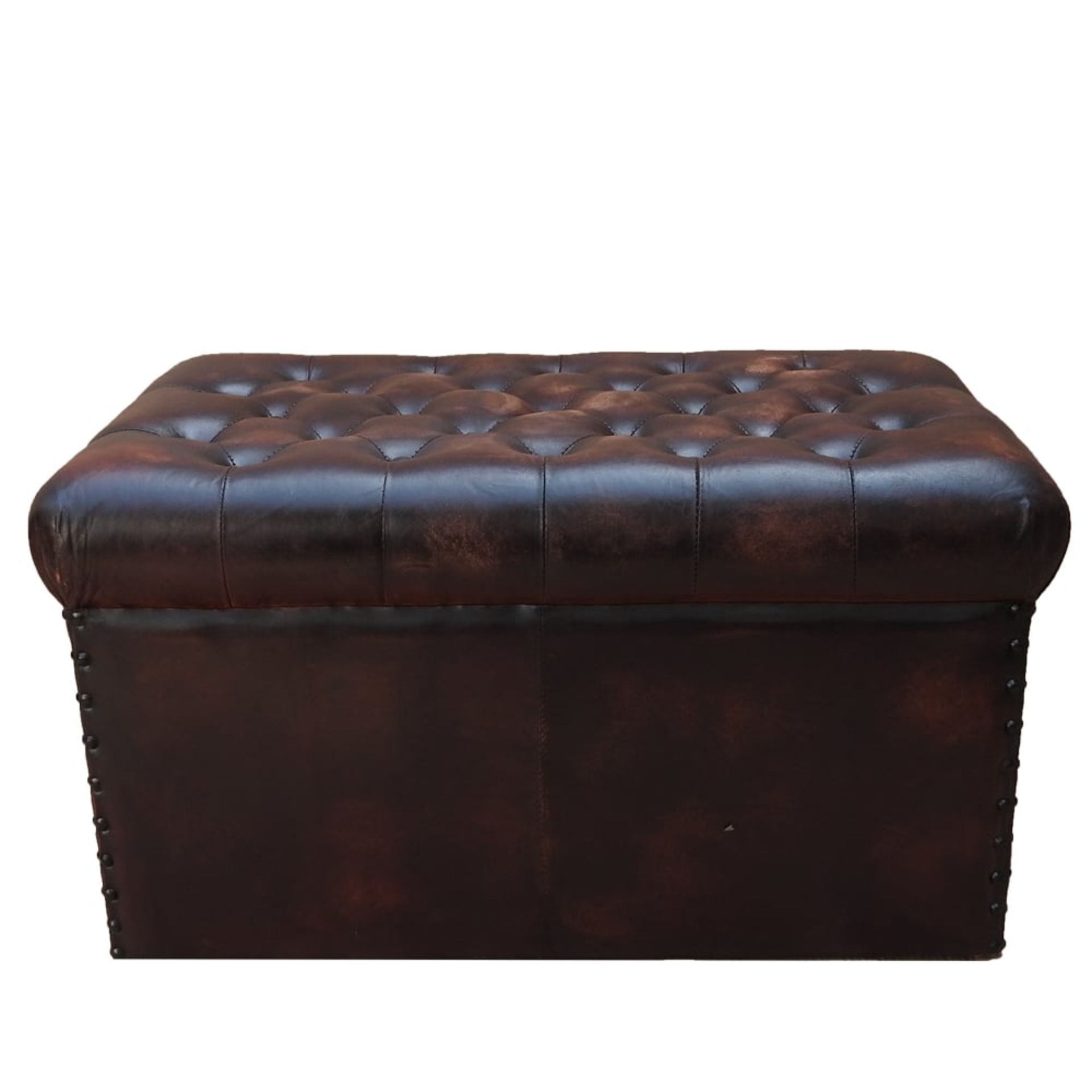 Leather Chesterfield Box Stool Handmade - Image 2 of 2