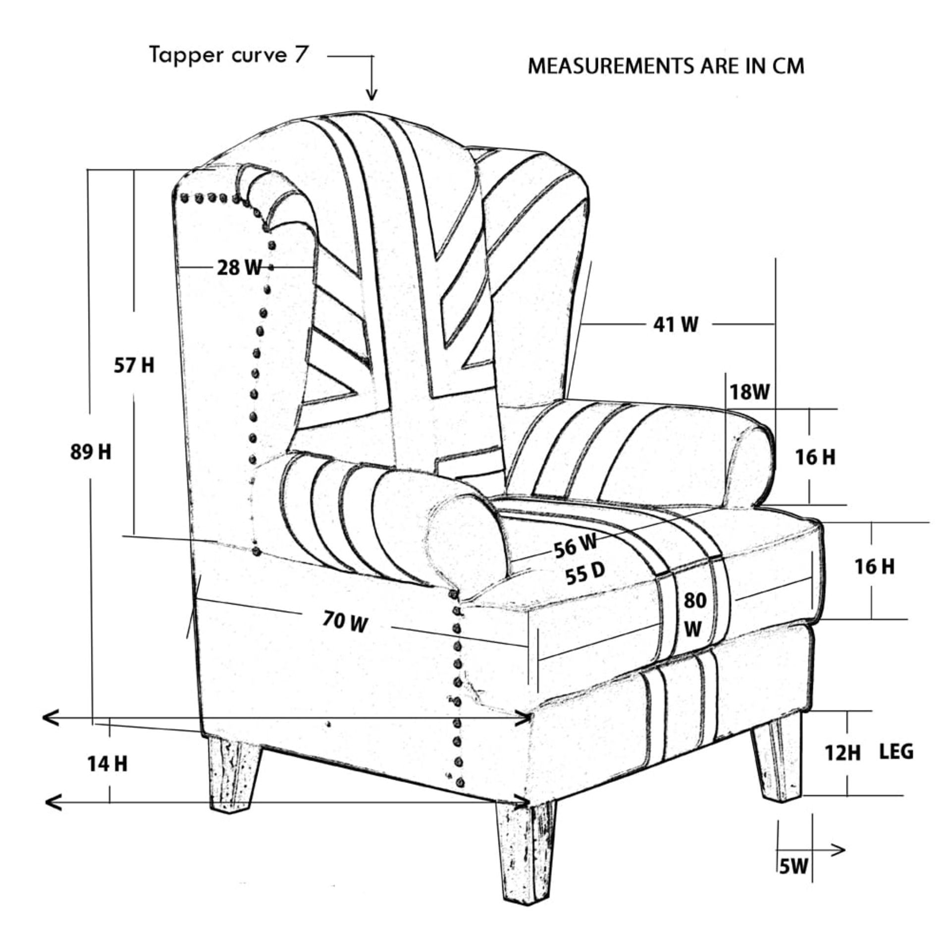 Union Jack Wingback Armchair - Image 6 of 6
