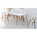 Aver Oak and White Extending Dining