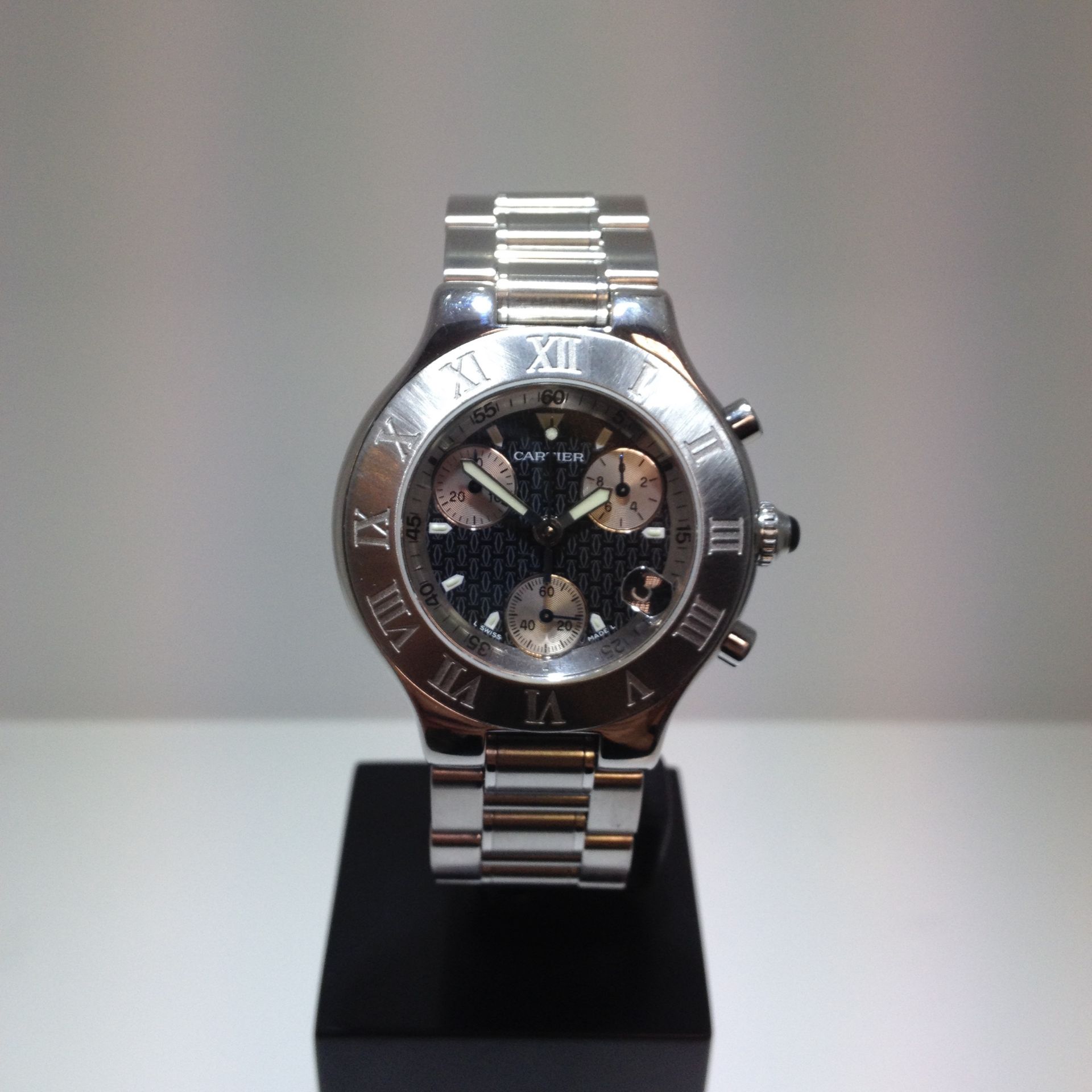 Cartier 21 Chronoscaph stainless steel watch + card