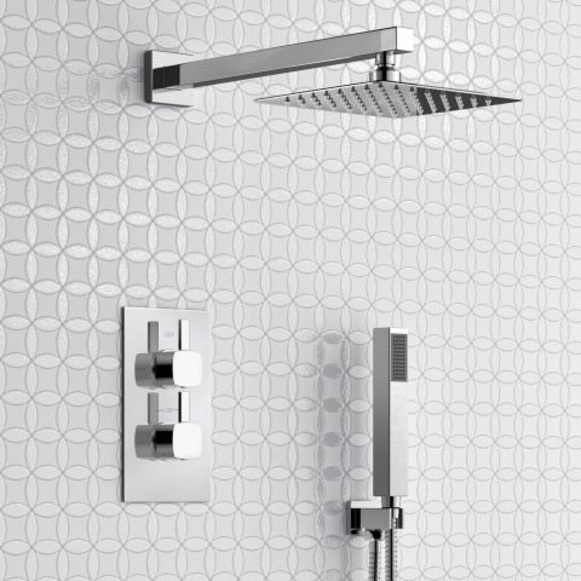 (I29) 200mm Square Stainless Steel Wall Mounted Head, Handheld & Thermostatic Mixer Shower Kit - - Image 3 of 5