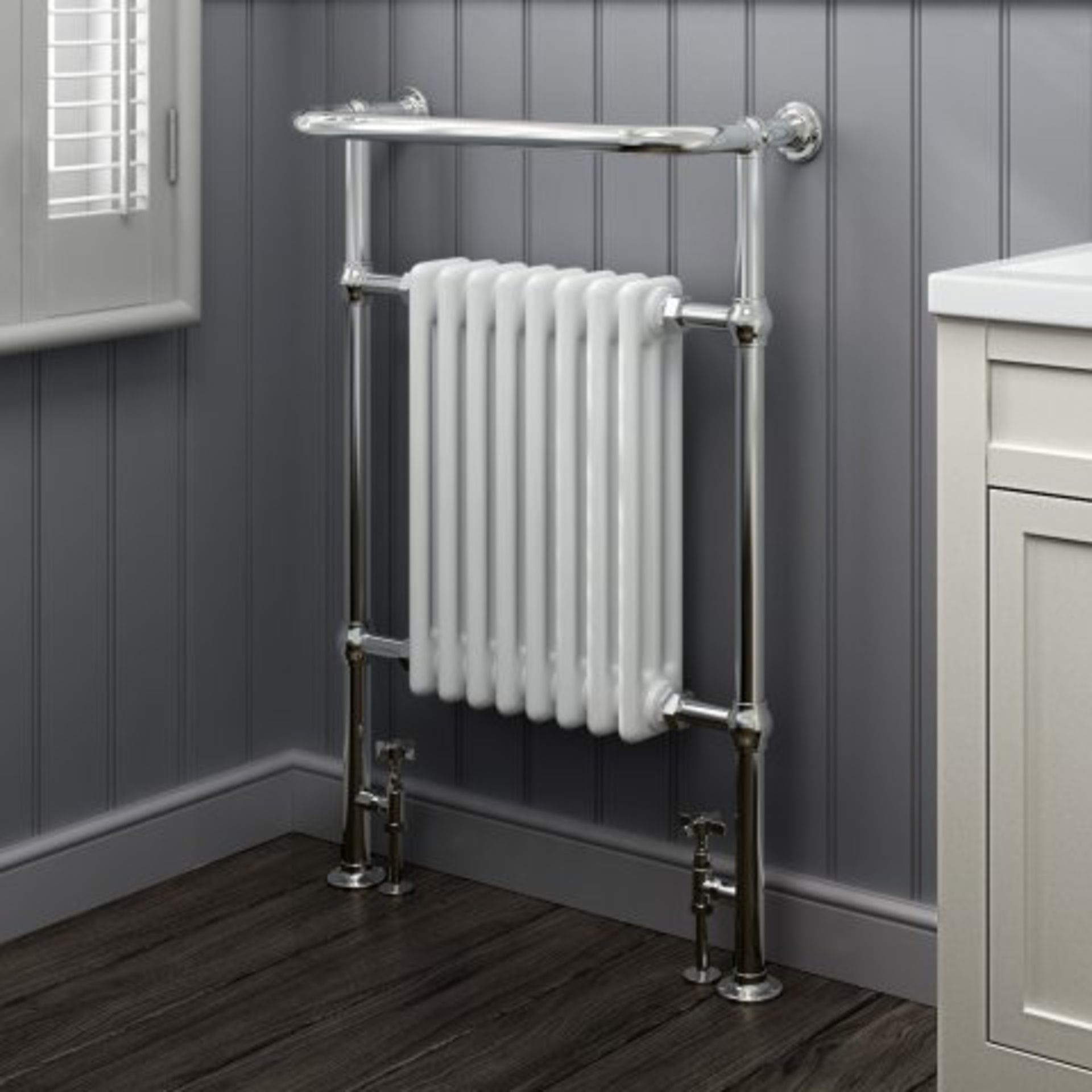 (I36) 952x659mm Large Traditional White Towel Rail Radiator - Victoria Premium. RRP £341.99. Long