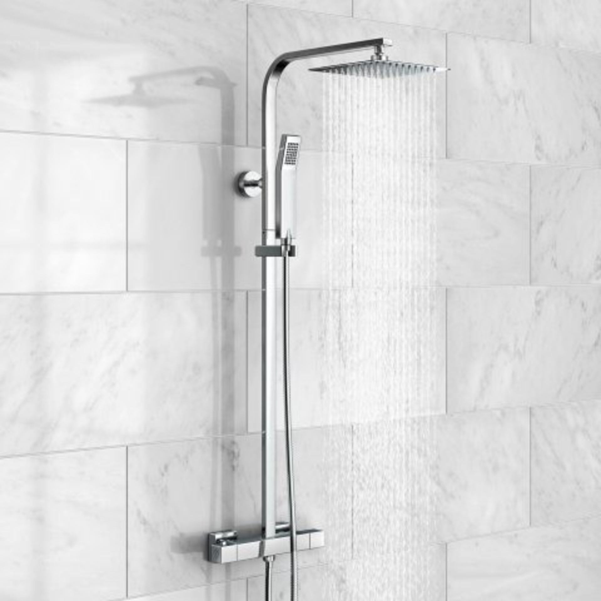 (I23) 200mm Square Head Thermostatic Exposed Shower Kit. RRP £349.99. Designer Style Our