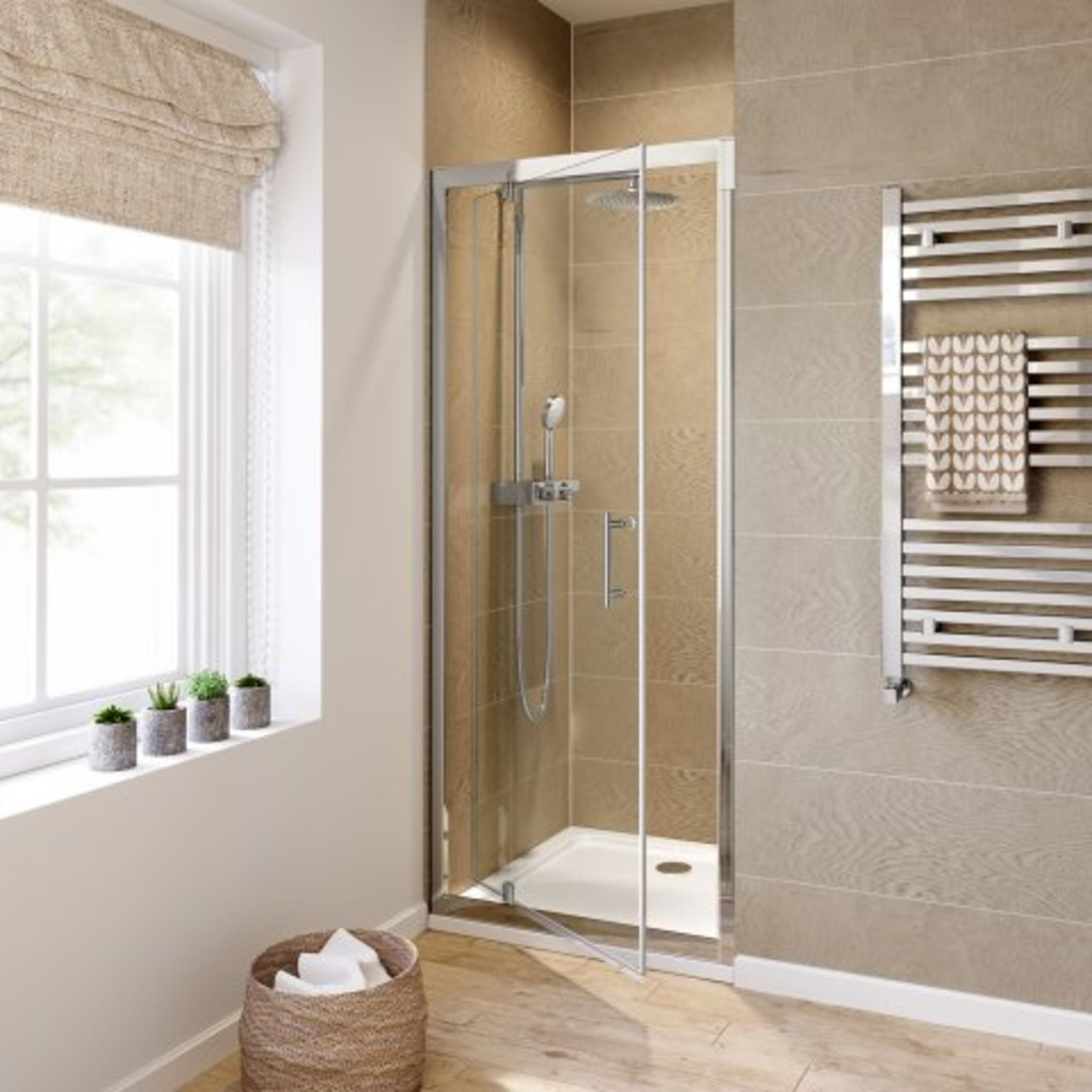 (I50) 760mm - 6mm - Elements Pivot Shower Door. RRP £299.99. Essential Design Our standard range - Image 3 of 5