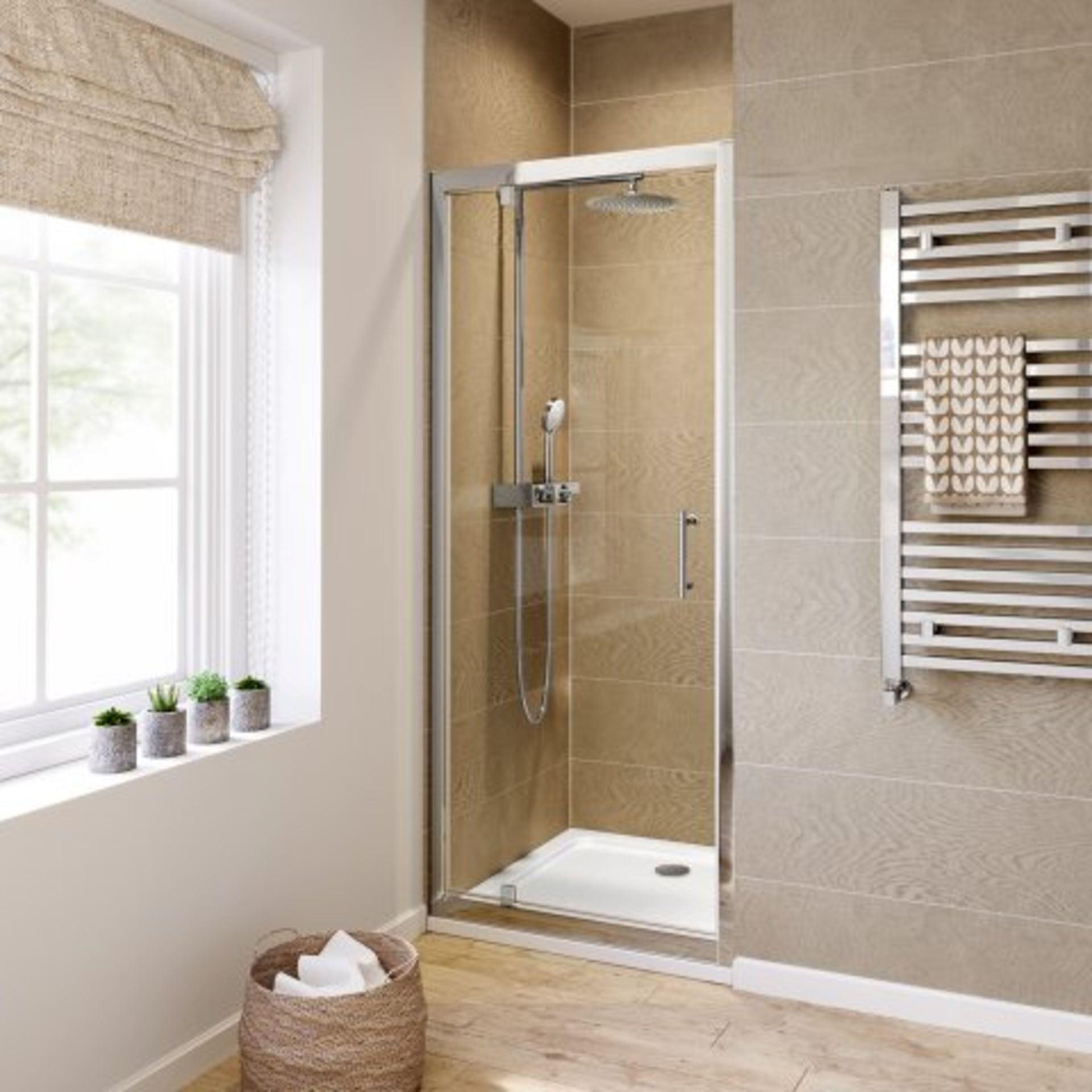 (I50) 760mm - 6mm - Elements Pivot Shower Door. RRP £299.99. Essential Design Our standard range - Image 4 of 5