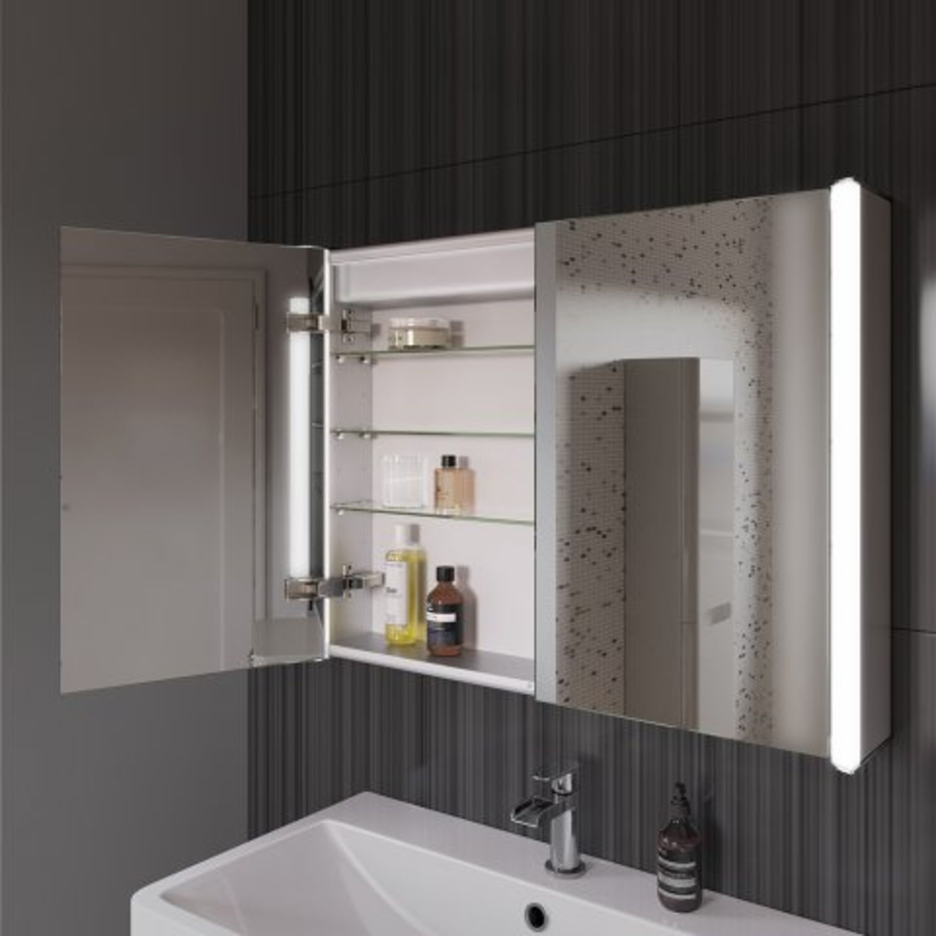 (I3) 800x600mm Bloom Illuminated LED Mirror Cabinet & Shaver Socket. RRP £599.99. LED Power The - Image 2 of 5