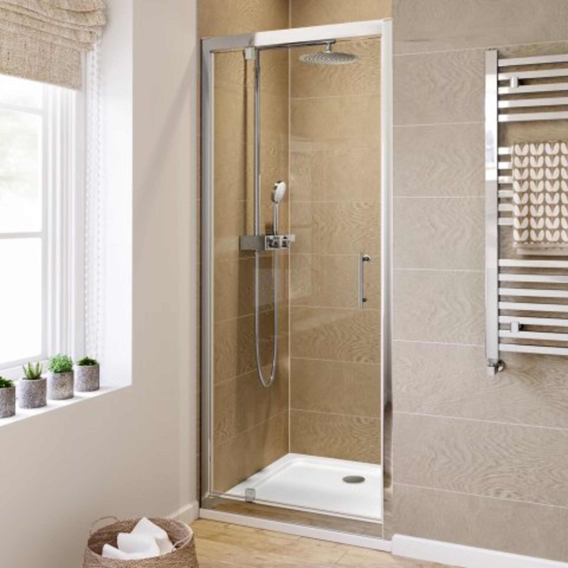 (I50) 760mm - 6mm - Elements Pivot Shower Door. RRP £299.99. Essential Design Our standard range - Image 2 of 5