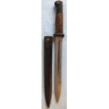 German 2nd Type M1884/98 Bayonet With sawback Blade & Metal Scabbard With Brass Letters on the Grip.